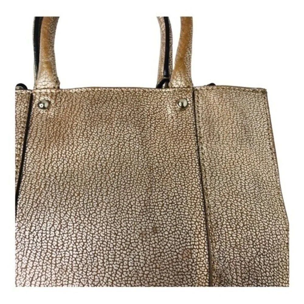 Rebecca Minkoff Metallic Gold Leather Crossbody Bag Small Shoulder Tote Bag Good